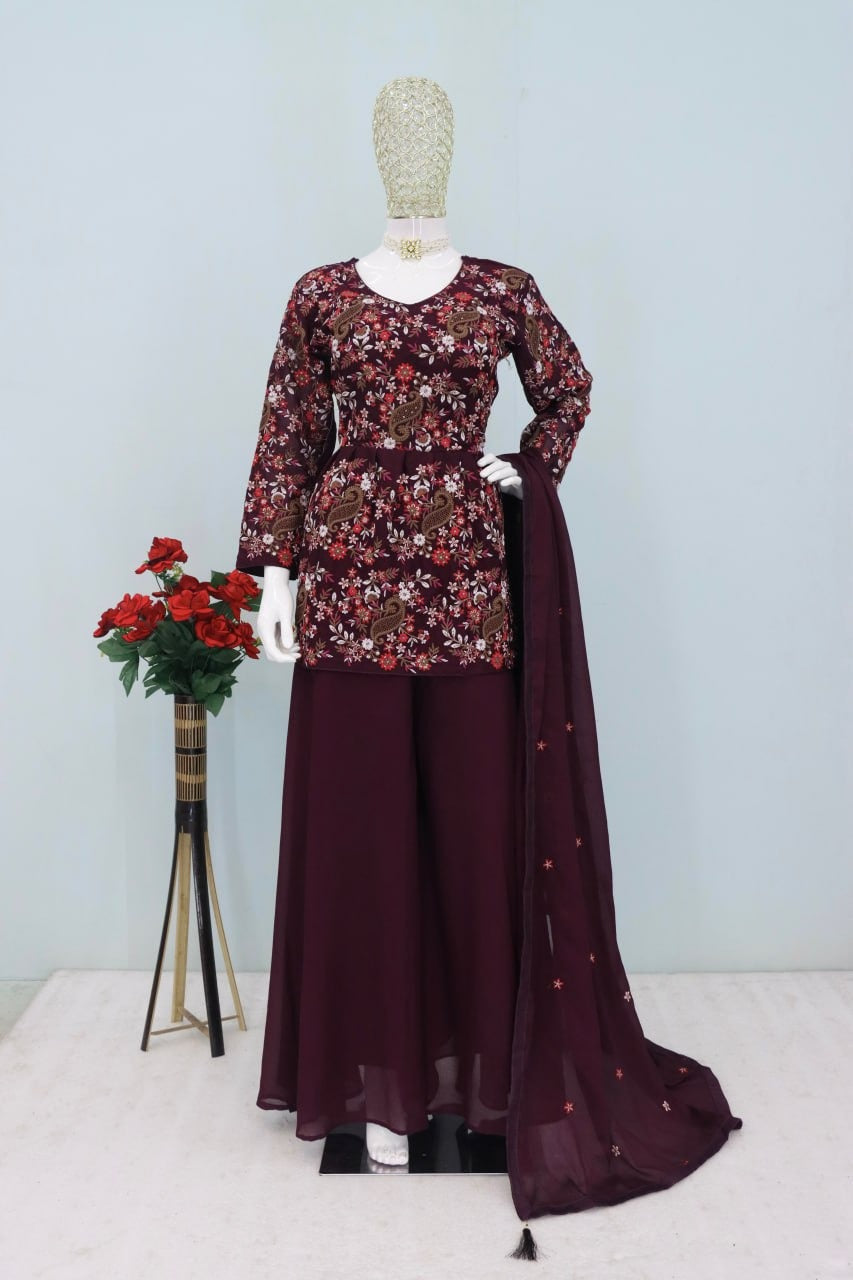 Full Stitched Heavy Chinon Sequin Embroidered Set with Dupatta