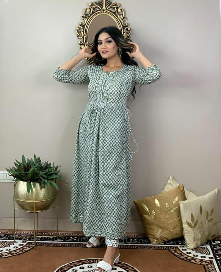 Procion Printed Nayra Cut Kurta and Pant Set
