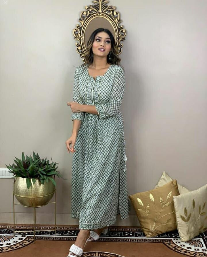 Procion Printed Nayra Cut Kurta and Pant Set