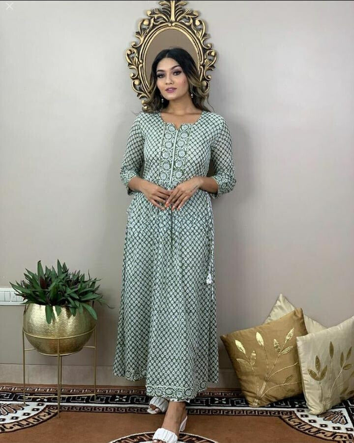 Procion Printed Nayra Cut Kurta and Pant Set