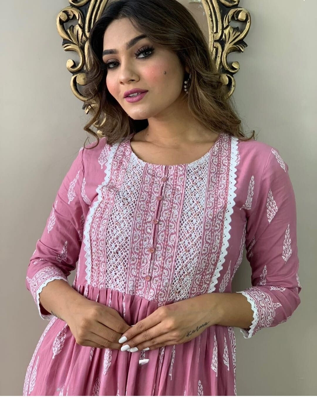 Ethnic Motifs Printed Nayra Cut Kurta and Pant Set