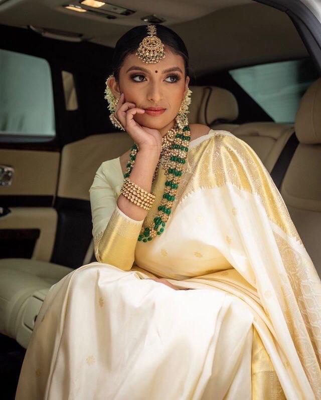 Comfort-Fit Banarasi Inspired Saree Crafted in Smooth Lichi Silk