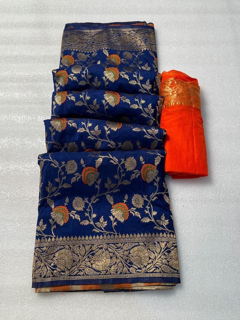 Pure Soft Khadi Georgette Silk Saree with Zari & Meenakari Work – LC-59