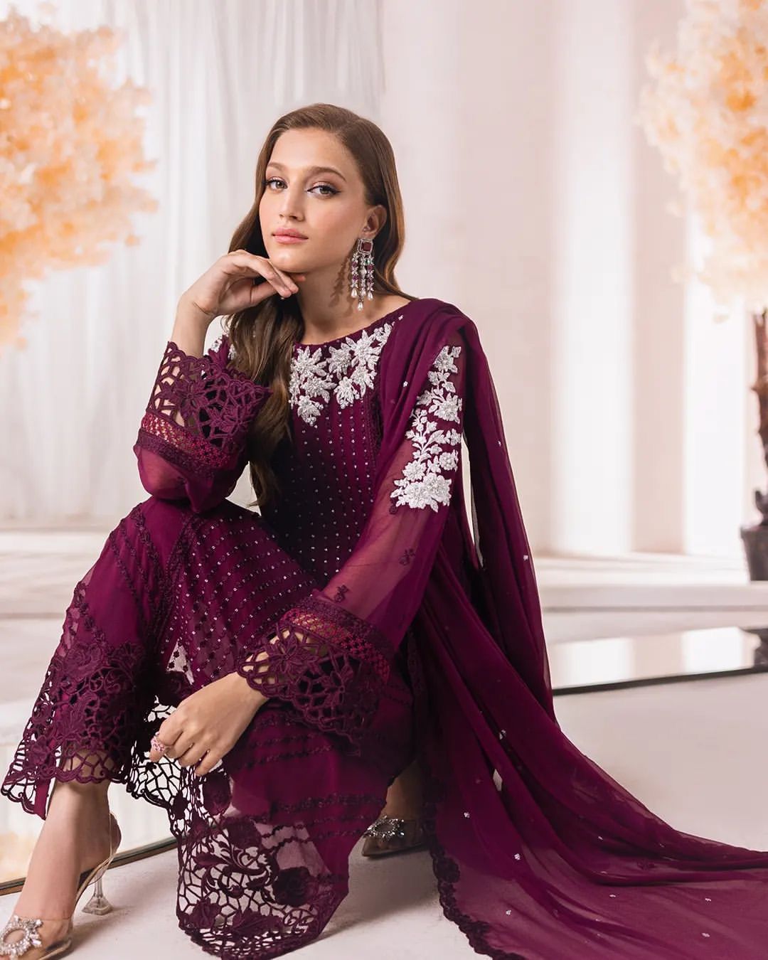 Heavy Embroidered Georgette Kurta and Pant Set with Organza Dupatta