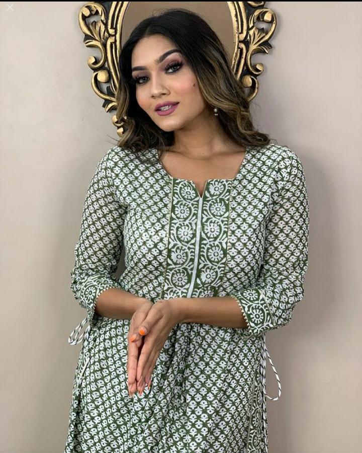 Procion Printed Nayra Cut Kurta and Pant Set