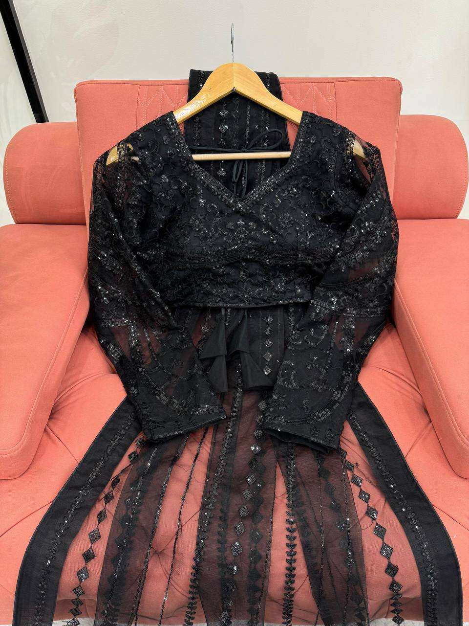 Midnight Glam Black Net Saree