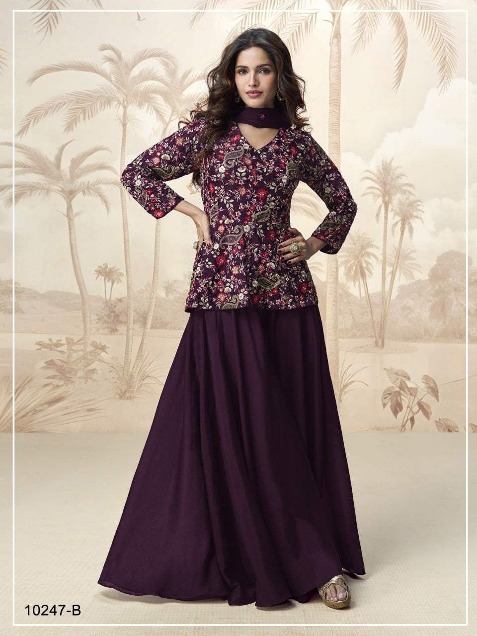 Full Stitched Heavy Chinon Sequin Embroidered Set with Dupatta