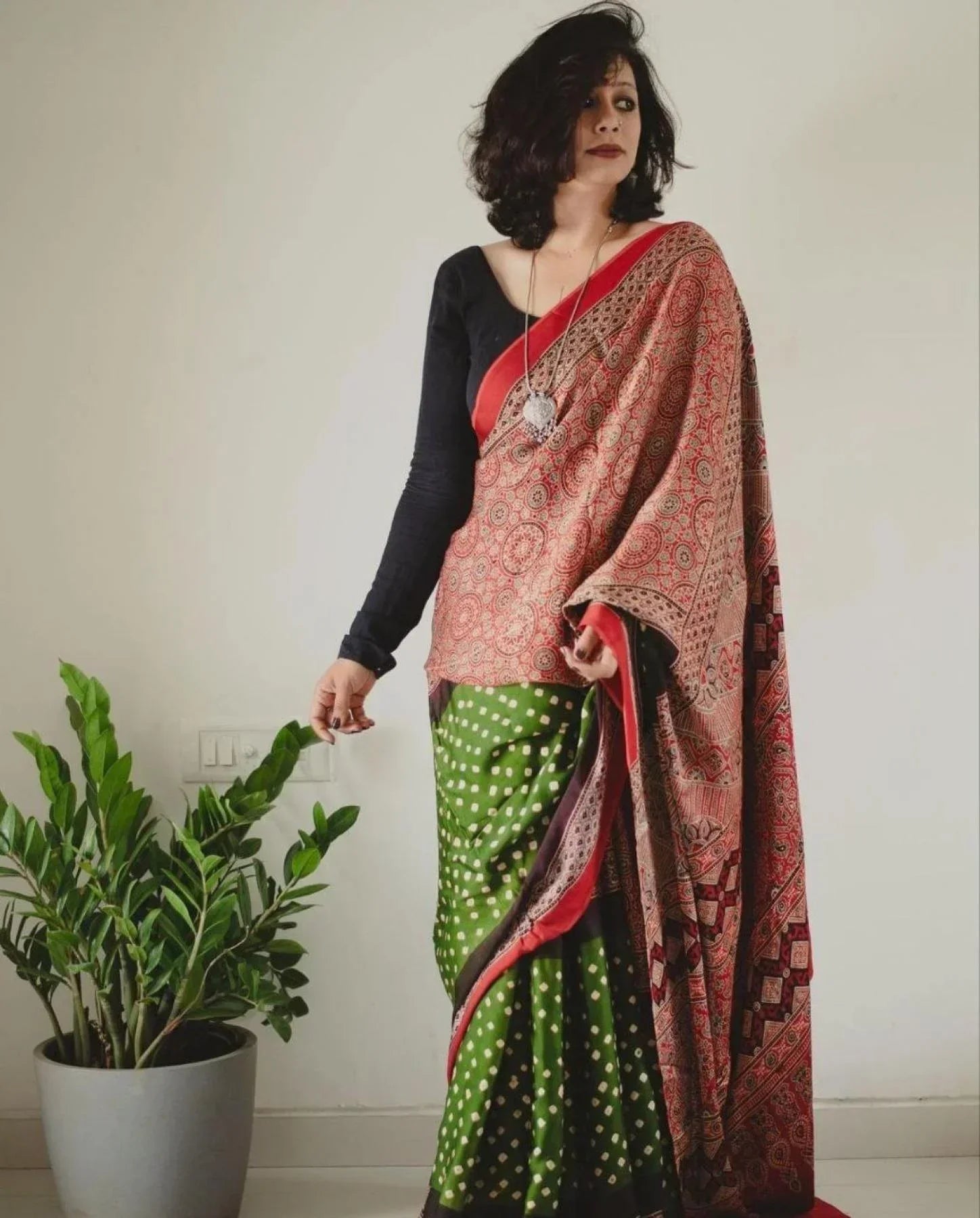 Buy Ajrakh Print Muslin Cotton Sarees Online At Wholesale Rates