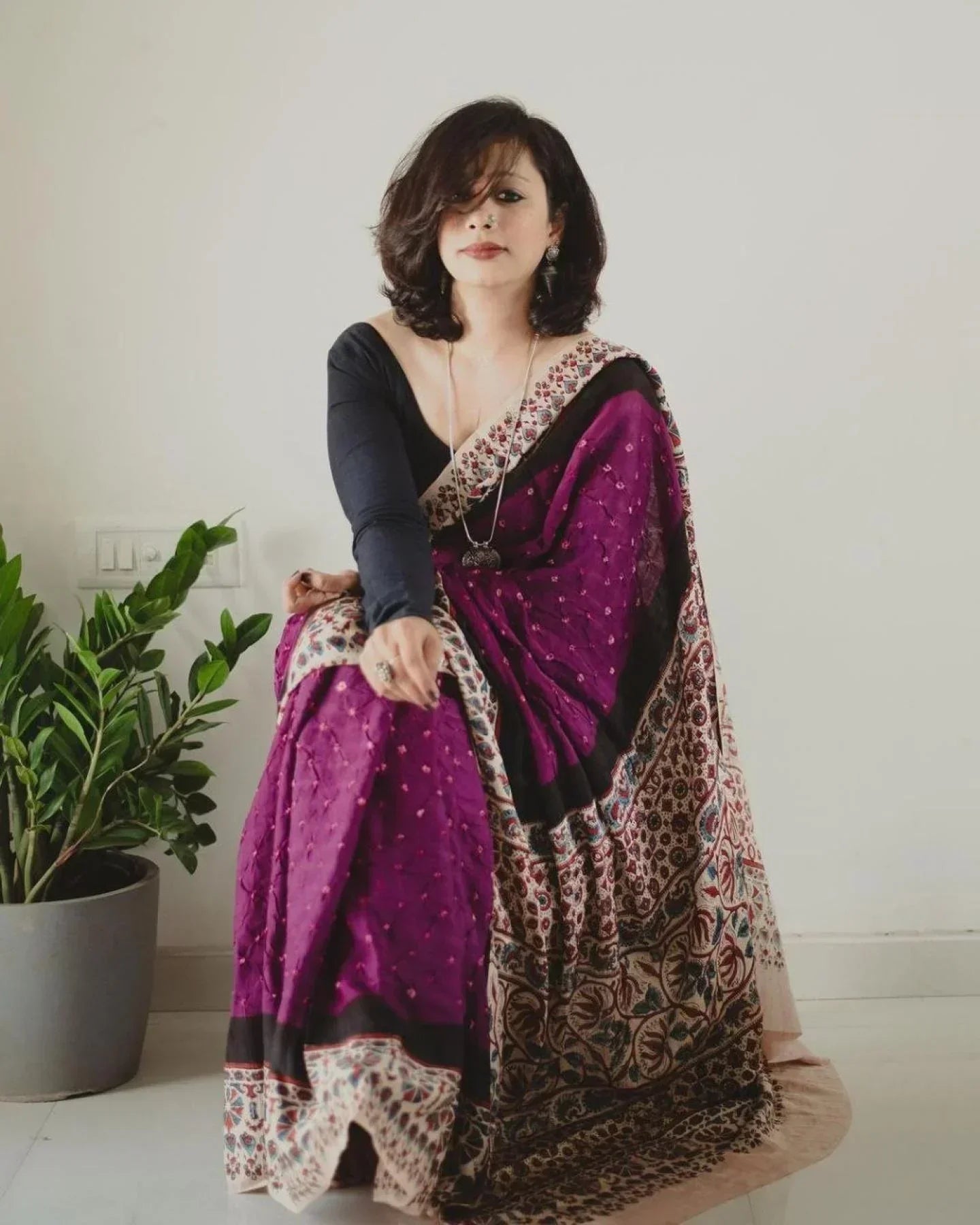 Buy Ajrakh Print Muslin Cotton Sarees Online At Wholesale Rates