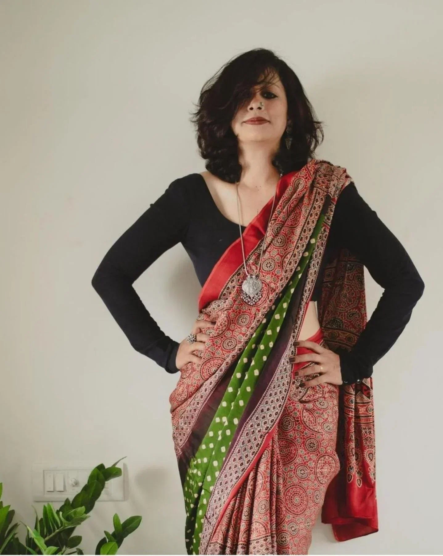 Buy Ajrakh Print Muslin Cotton Sarees Online At Wholesale Rates