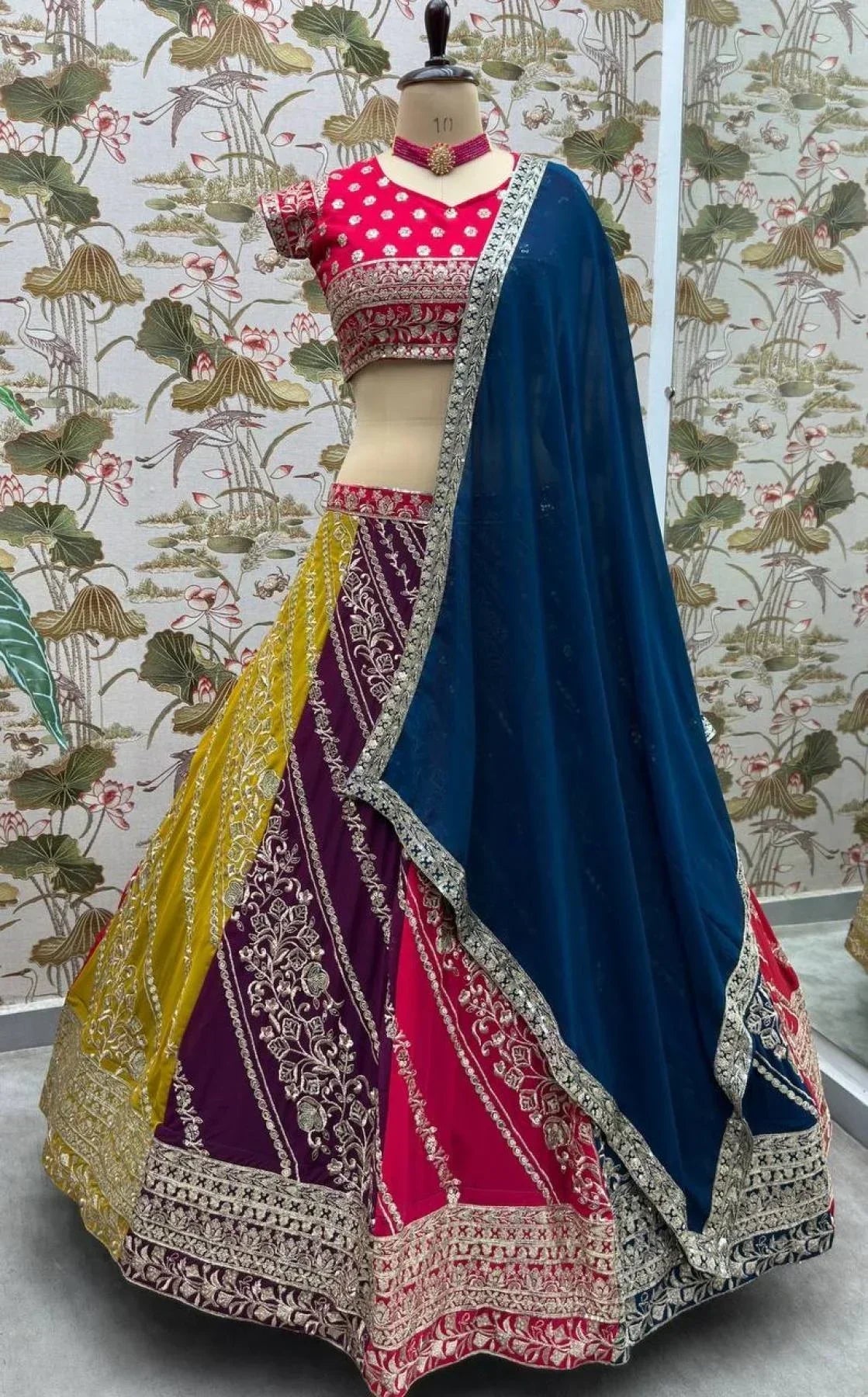 Multi Color Faux Georgette Lehenga Collection By Royal Export
