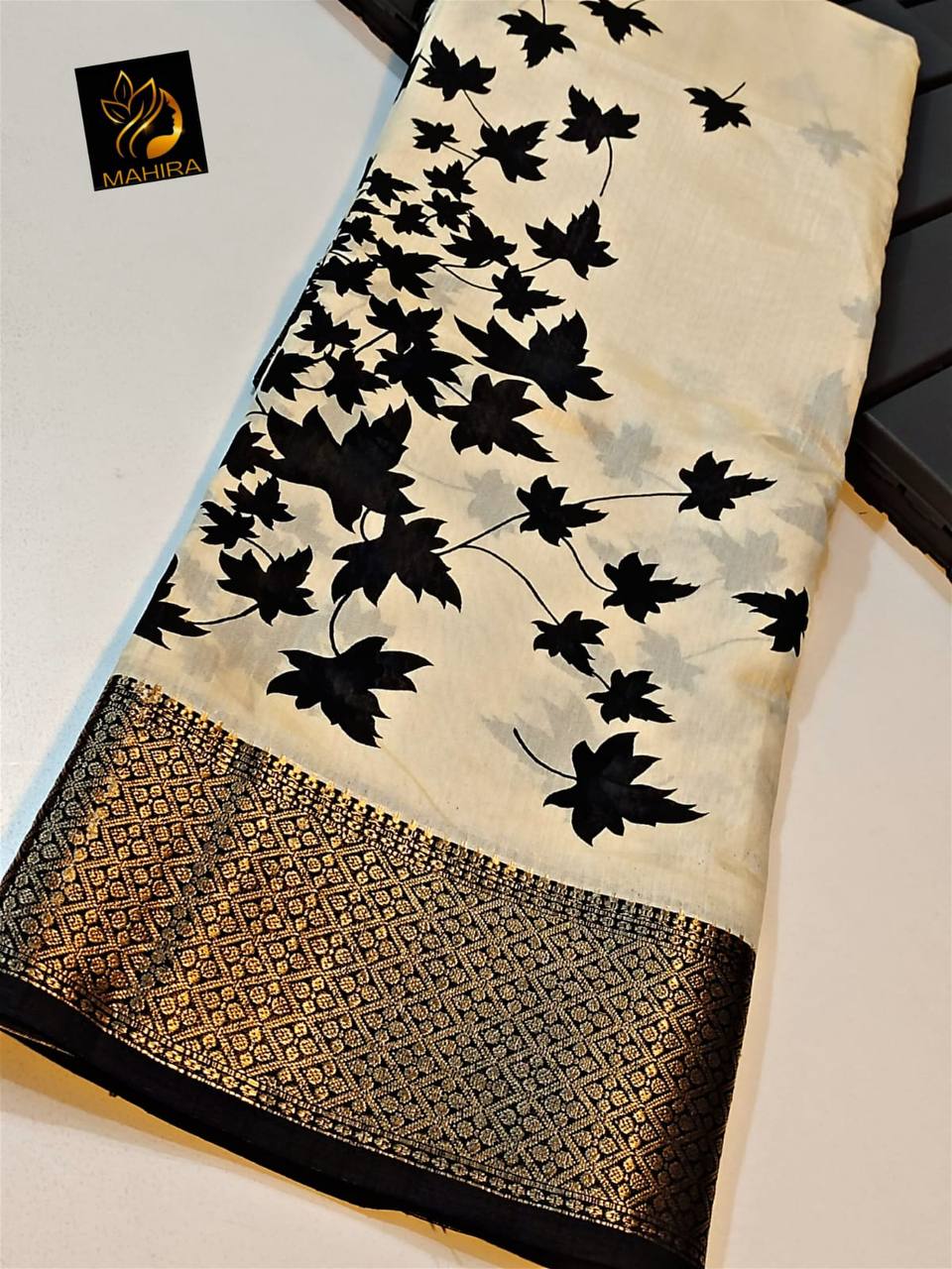 Dola Silk Kalamkari Saree with Jacquard Border