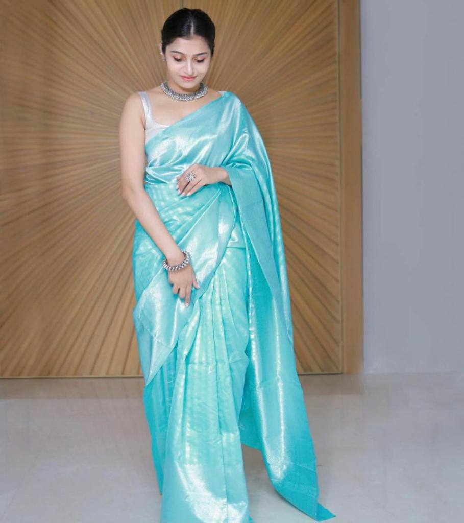 Refined-Finish Saree Designed in Organic Banarasi Lichi Silk