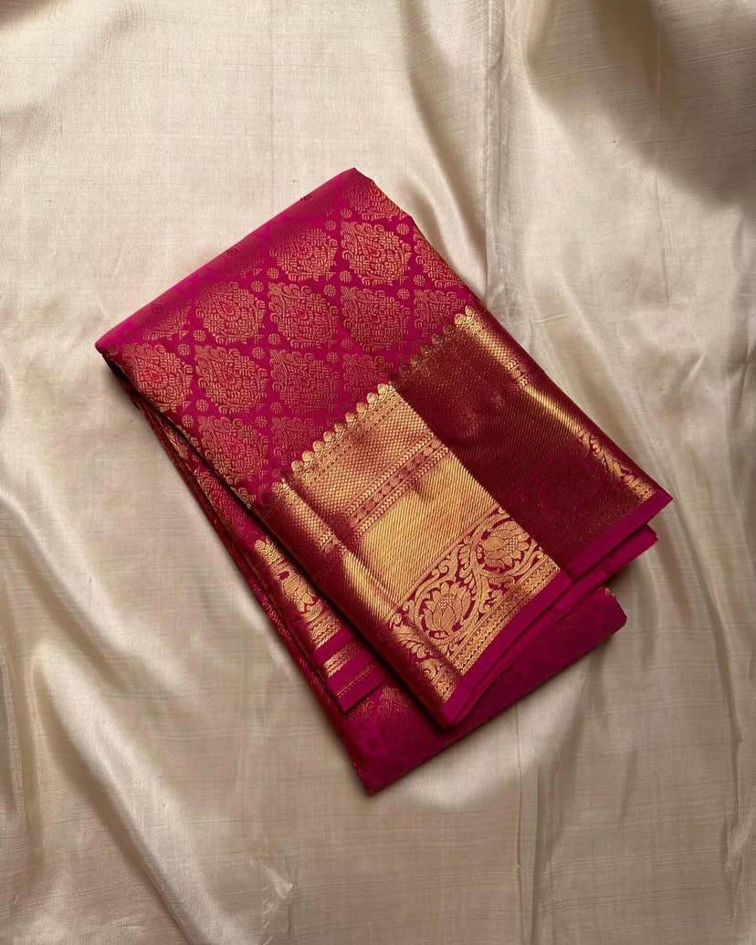 Classic Organic Banarasi Lichi Silk Wedding Saree