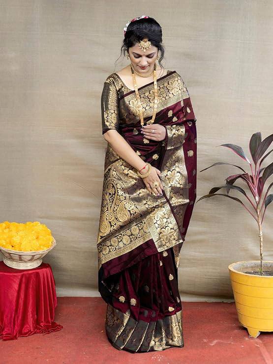 Banarasi Wedding Saree Made from Organic Lichi Silk
