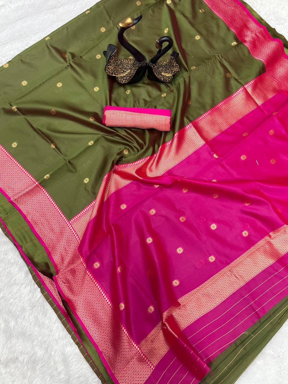 Comfort Touch Organic Banarasi Lichi Silk Wedding Saree