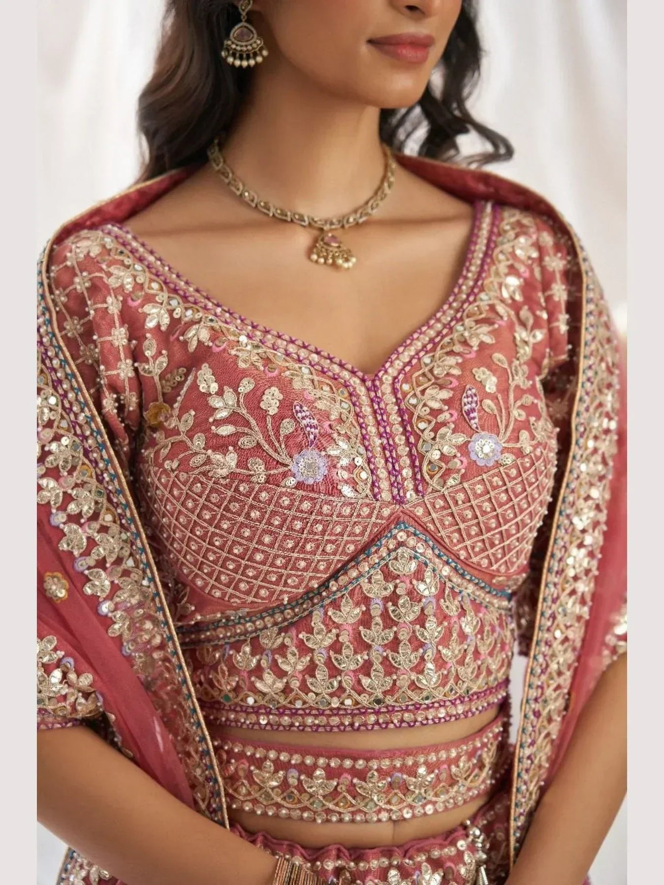 Stuning Outfit Bridal Special Net Lehenga Choli With Embroidered Work